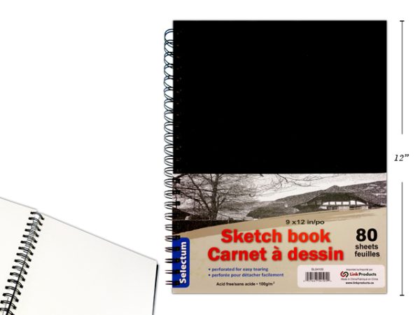 Selectum Hard Cover Sketch Book – 9″ x 12″ ~ 80 sheets