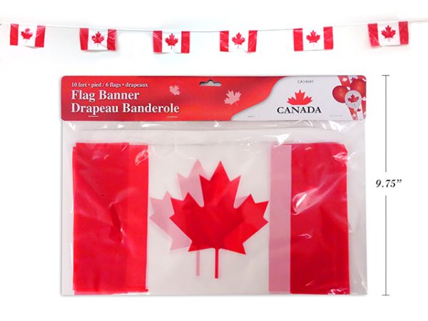 Canada Flag Plastic Banner – 6 flags ~ 10′ long