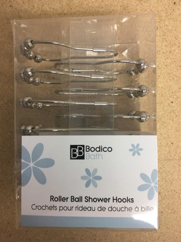 Shower Curtain Hooks with Roller Balls ~ 12 per pack