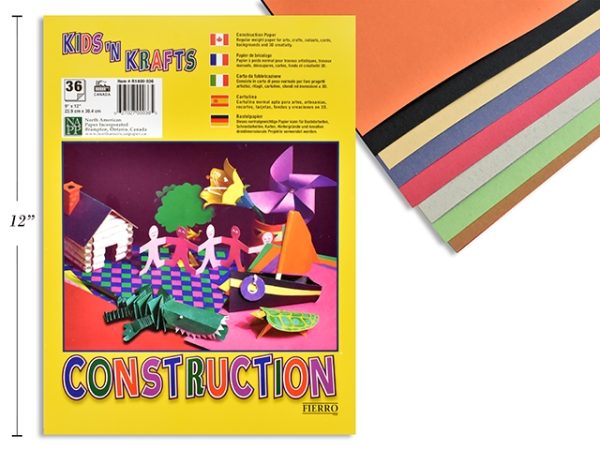 Construction Paper Pad – 9″ x 12″  ~ 36 sheets