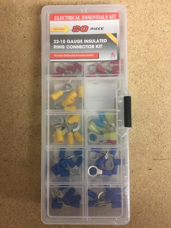 22-10 Gauge Insulated Ring Connector Assortment Kit ~ 80 pieces