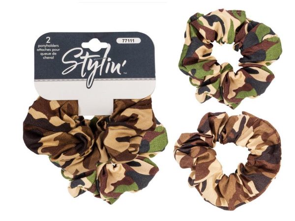 Stylin’ Camo Ponyholder Scrunchies ~ 2 per pack