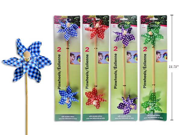 Pinwheels w/Wooden Stick – 12″ ~ 2 per pack