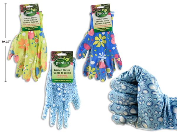 Printed Gardening Gloves – Nitrile Coated ~ 10″