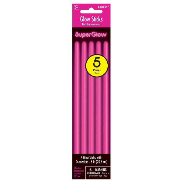 Glow Sticks with Connectors 8″ – 5 pieces ~ PINK