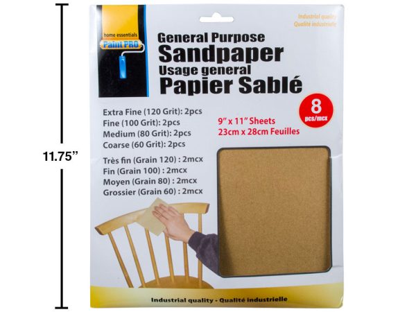 General Purpose Sandpaper ~ 9″x11″ ~ Assorted Grits