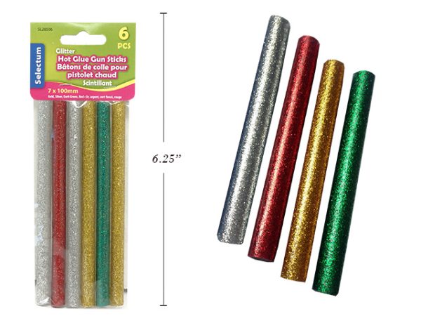 Selectum Glitter Glue Sticks for Glue Guns, 7 x 100mm ~ 6 per pack