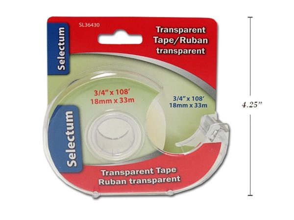 Selectum Transparent Tape w/Cutter ~ 3/4″ x 108′