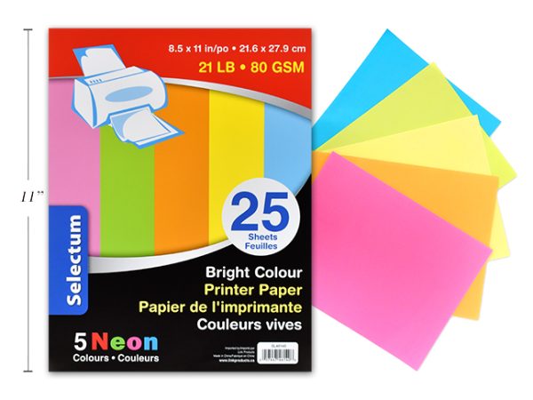 Selectum Colored Printer Paper – Letter Size ~ 25 / sheets