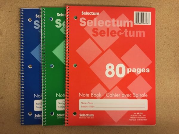 Selectum Coil Notebook, 8″ x 10.5″ – 80 pages ~ Sleeve of 12