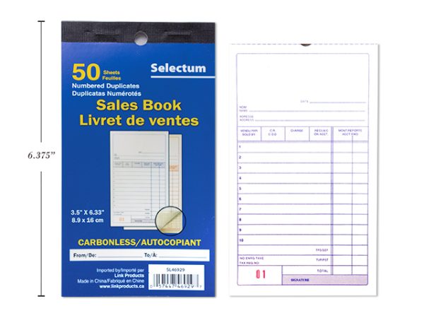 Selectum Duplicate Carbonless Sales Book ~ 50 sheets