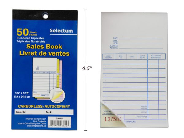 Selectum Tri Carbonless Sales Book ~ 50 sheets