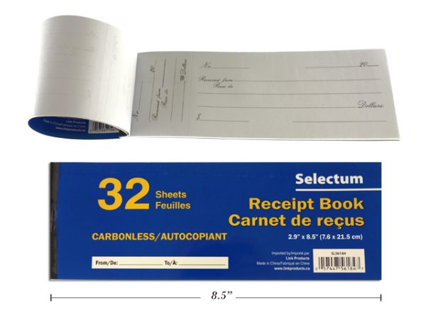 Selectum Carbonless Receipt Book w/Stubs ~ 32 pages