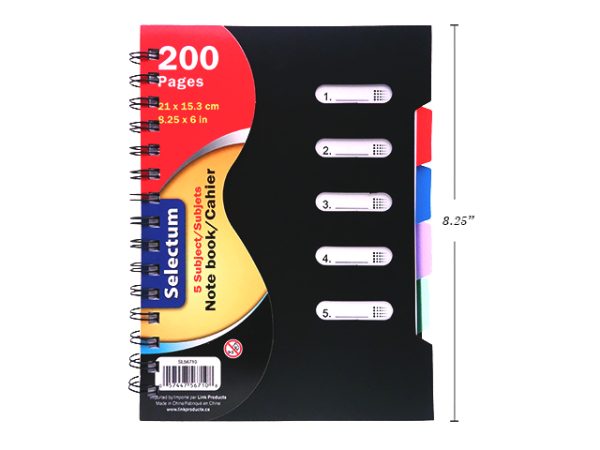 Selectum 5 Subject Notebook w/ Poly Cover ~ 100 pages