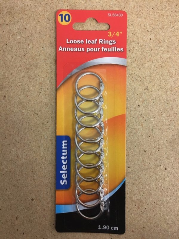 Selectum Looseleaf Rings 3/4″ ~ 10 per pack