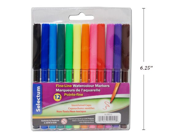 Selectum Fine-Line Water Color Markers ~ 12 per pack