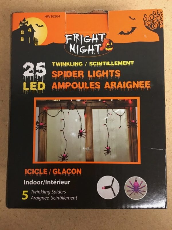 Halloween LED Indoor Twinkling Spider Icicle Light Set ~ 25 per pack