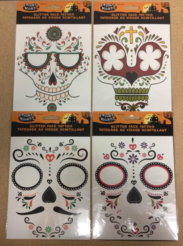 Halloween Day of the Dead Glitter Face Tattoo