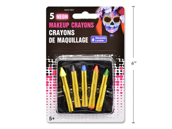 Halloween Neon No-Mess Make-Up Crayons ~ 5 per pack