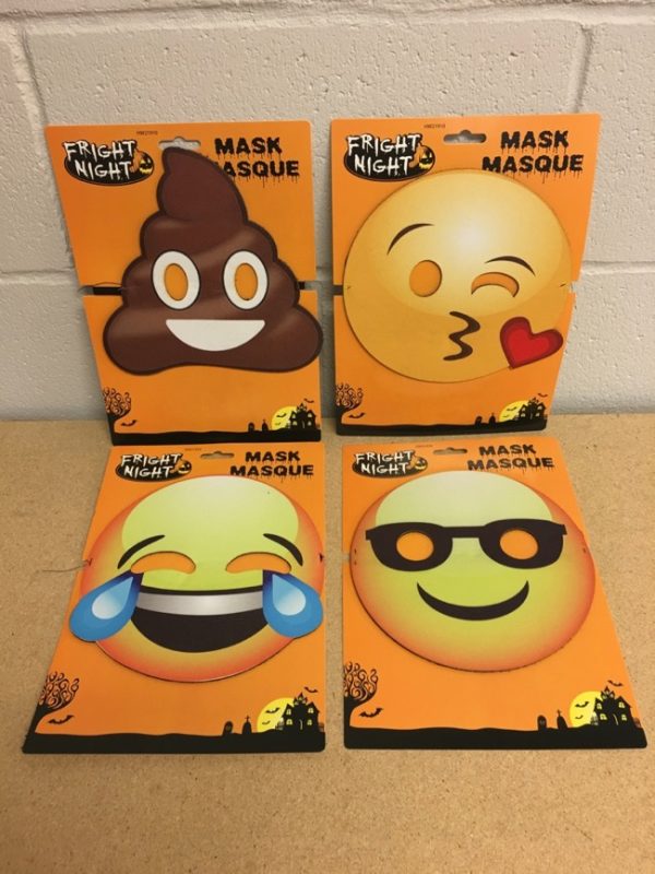 Halloween Printed Pleather Emoji Masks ~ 7.75″