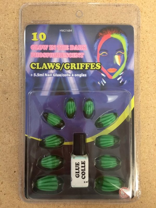 Halloween Glow-in-the-Dark Claws ~ 10 pieces
