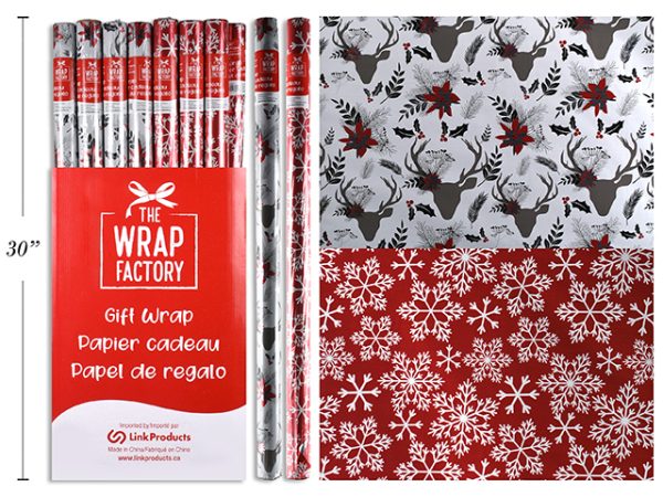 Christmas Single Roll Foil Wrapping Paper ~ 30″ x 60″