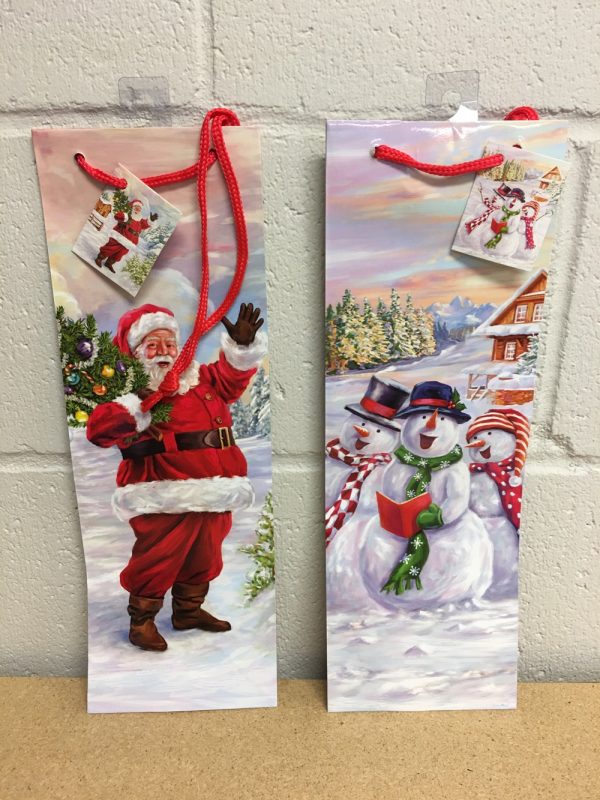 Bottle Christmas Gift Bag ~ Glossy Santa / Snowman