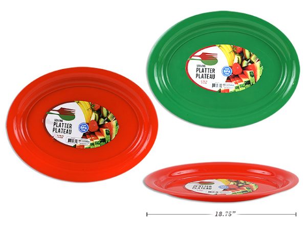 Christmas Oval Plastic Platter ~ 18-3/4″