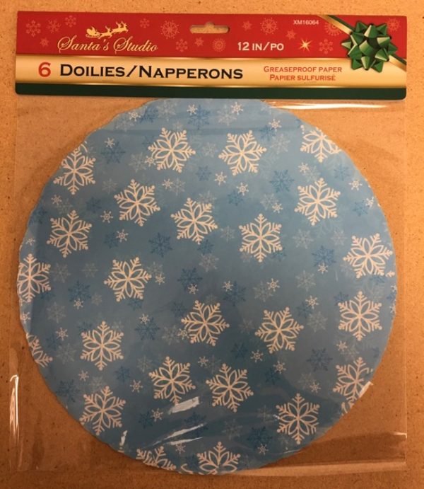 Christmas Grease Proof Snowflake Paper Doilies – 12″ ~ 6 per pack