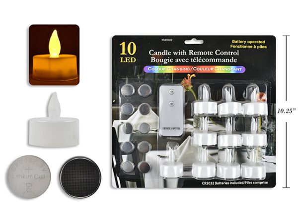 LED Color Changing Tealight Candles with Remote Control ~ 10 per pack