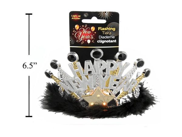 New Year’s Light-Up Flashing Tiara with Feathers