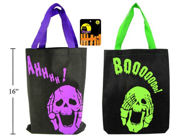 Halloween Skull Design Non-Woven Trick or Treat Bags – 13″ x 16.5″ ~ 2 per pack