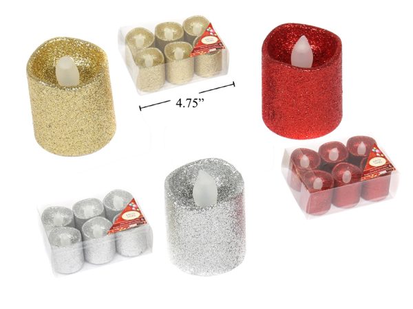 Christmas LED Glitter LED Votive ~ 6 per pack