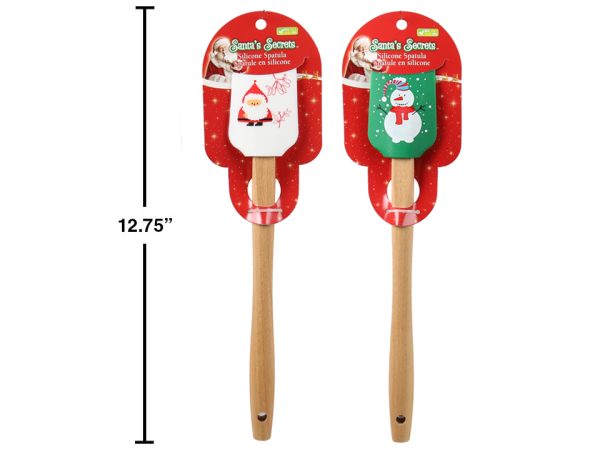 Christmas Silicone Spatula with Wooden Handle ~ 13″