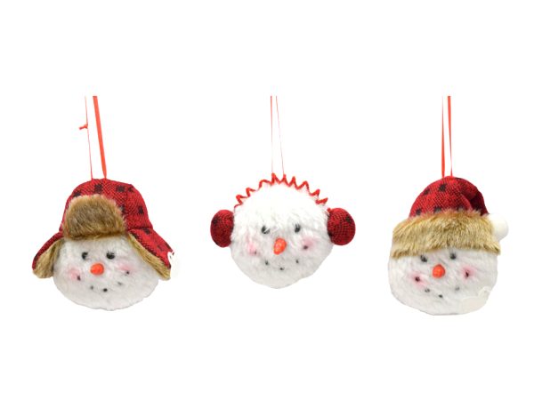 Christmas Snowman Head Plush Tree Ornament