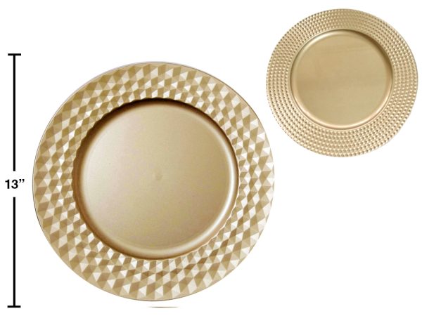 Christmas Gold Plastic Charger Plate ~ 13″D