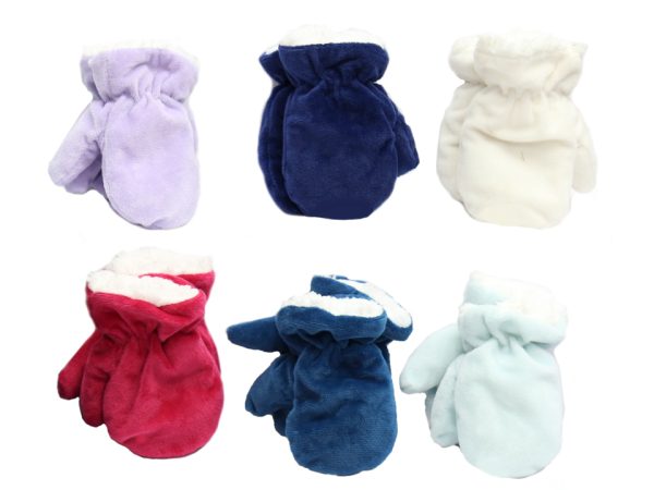 Infant Velour Plush Mittens with Sherpa Lining