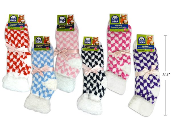 Ladies Checkered Cozy Socks with Cuff