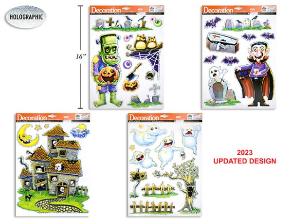Halloween Holographic Window Clings ~ 4 assorted
