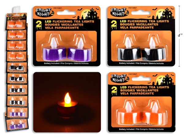 Halloween Flickering LED T-Lite Candles ~ 2 per pack