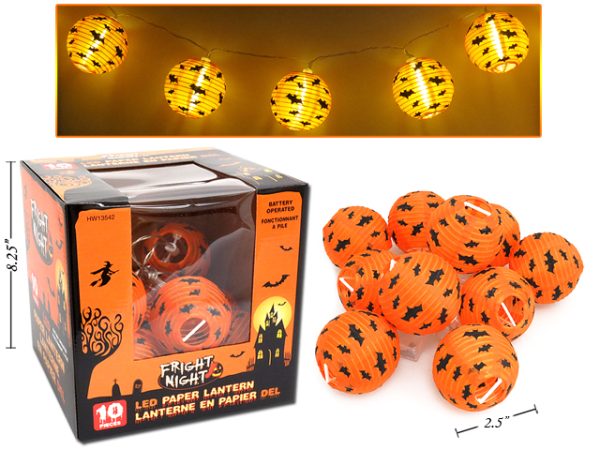 Halloween Paper Lanterns – Battery Operated  ~ 10 per pack