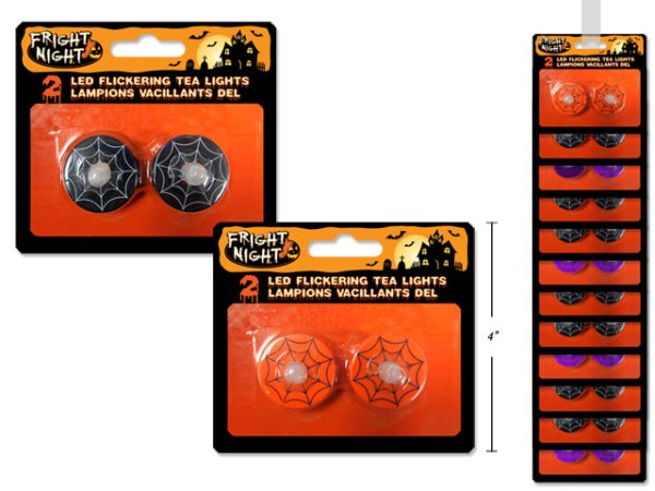 Halloween Flickering LED Printed T-Lite Candles ~ 2 per pack