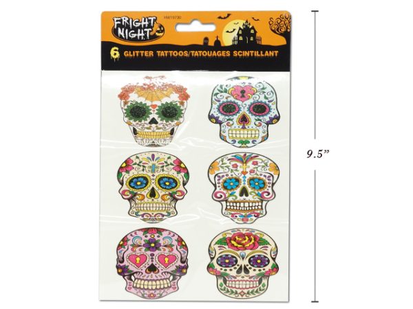 Halloween Day of the Dead Glitter Body Tattoos ~ 6 per pack