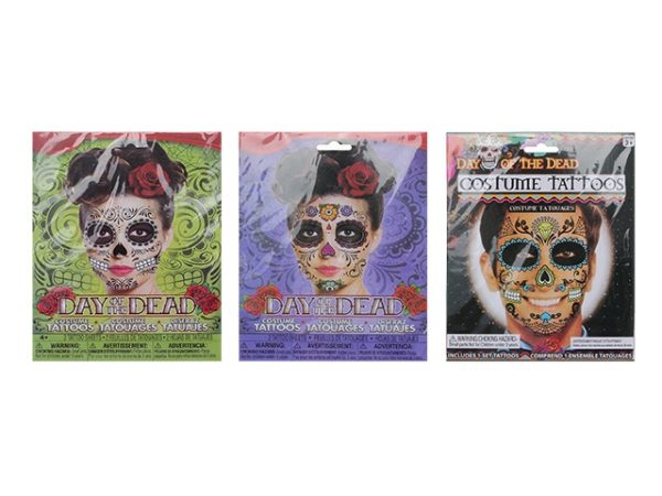 Halloween Day of the Dead Costume Face Tattoos