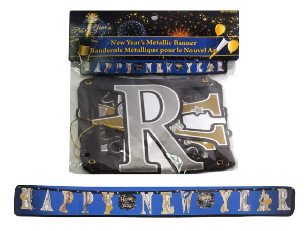 New Year’s Metallic Jointed Banner ~ 6′ Long