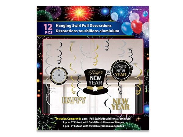 New Year’s Hanging Foil Decoartions ~ 12 pieces