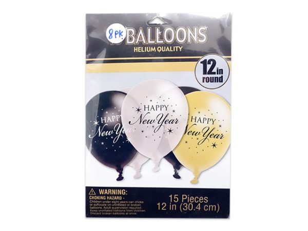 New Year’s 12″ Round Balloons ~ 8per pack