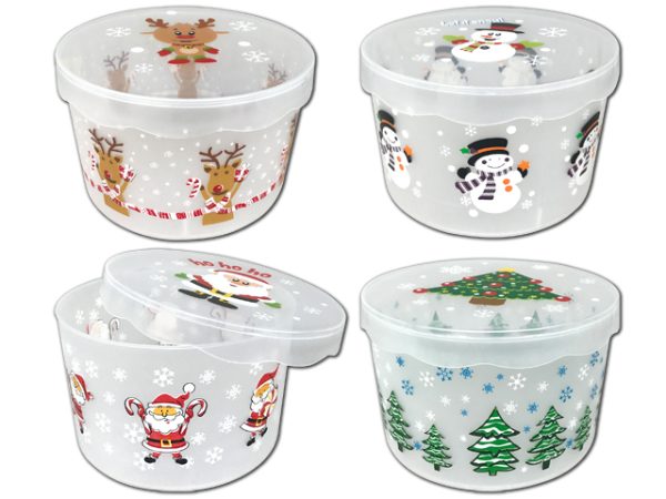 Christmas Printed Frosted Cookie Storage Container ~ 8″