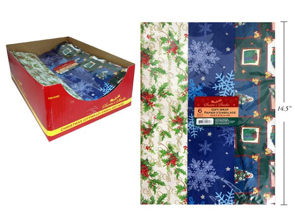 Christmas Flat Gift Wrap – 22 Sq-Ft ~ 6 sheets per pack