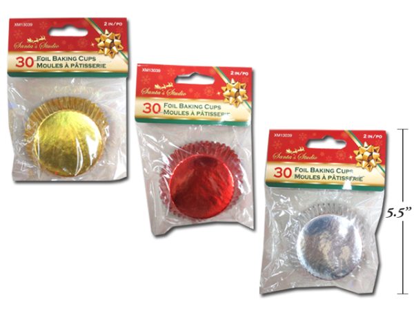 Christmas Foil Baking Cups – 2″D ~ 30 per pack